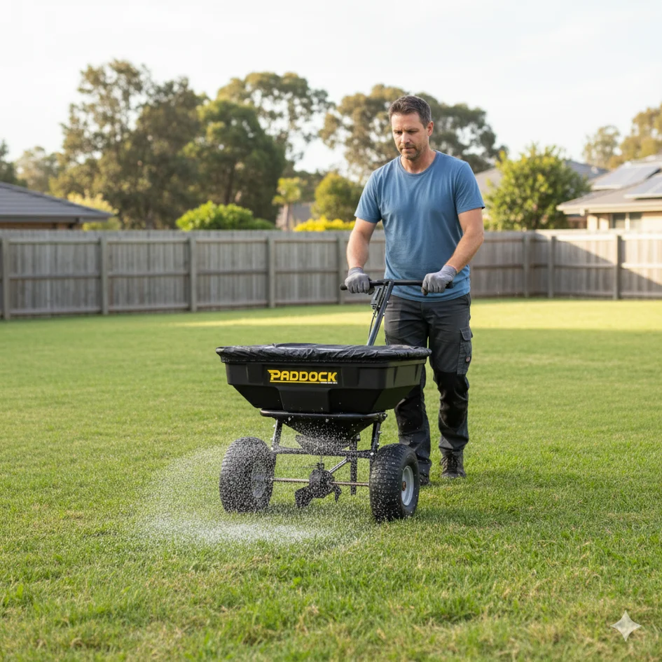 Paddock 50kg seed and fertiliser spreader hire Bermagui